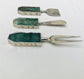 Set of 3 Green Agate Cheese Knives Spreaders