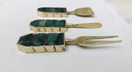 Set of 3 Green Agate Cheese Knives Spreaders