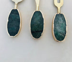 Set of 3 Green Agate Cheese Knives Spreaders