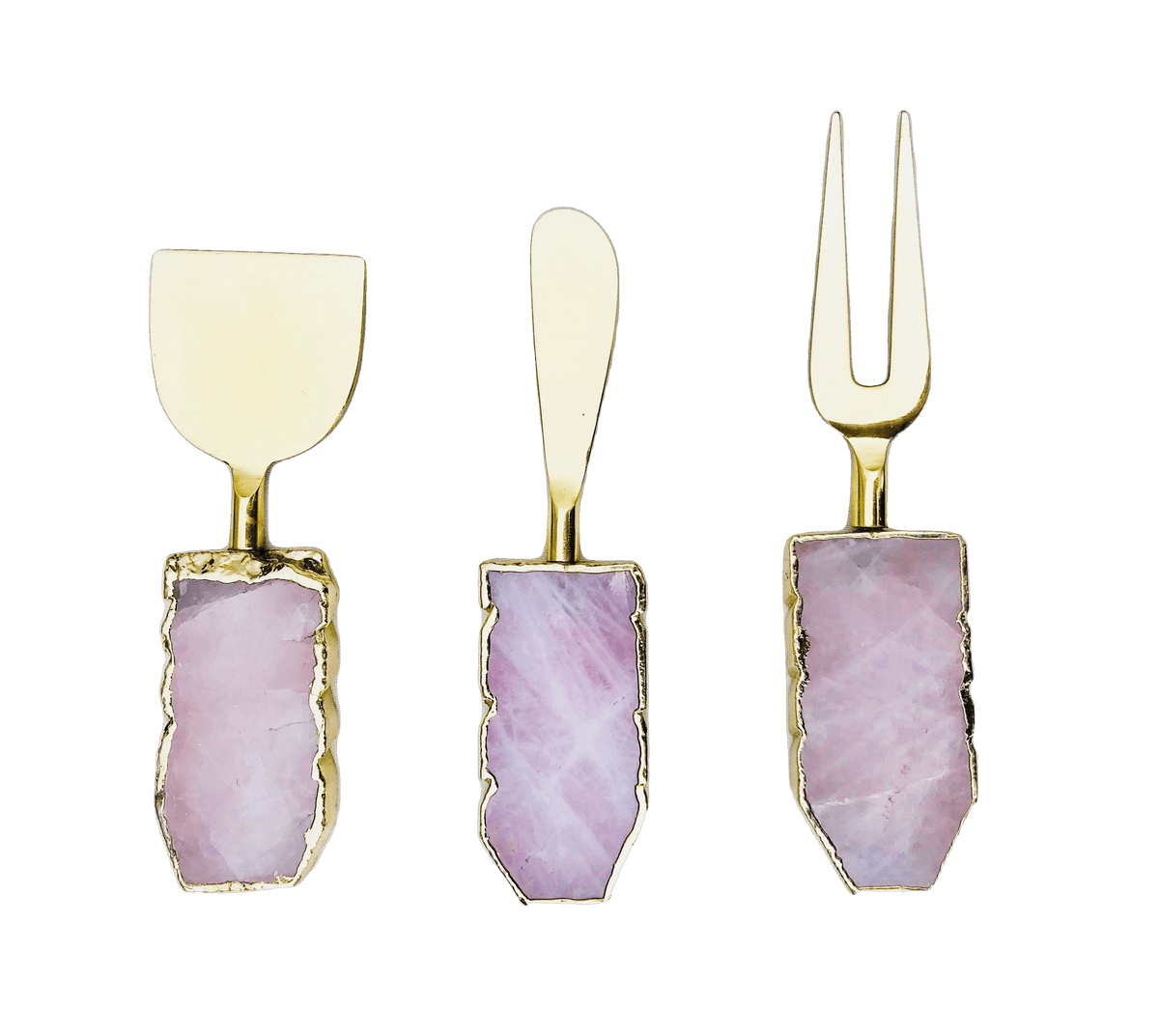 Set of 3 Rose Quartz Cheese Knives Spreaders Default Title