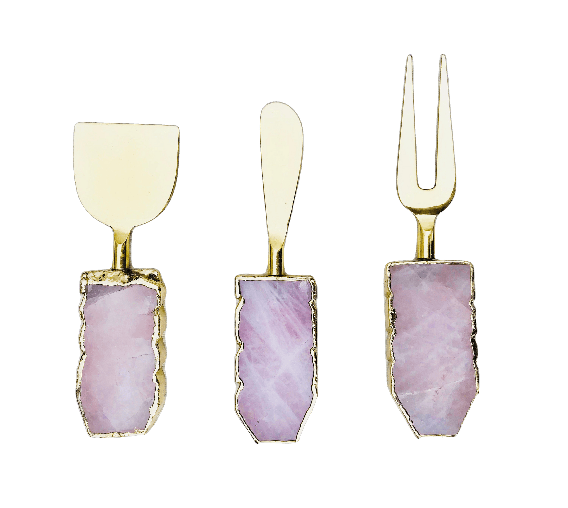 Set of 3 Rose Quartz Cheese Knives Spreaders - MAIA HOMES