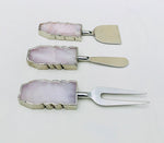 Set of 3 Rose Quartz Cheese Knives Spreaders