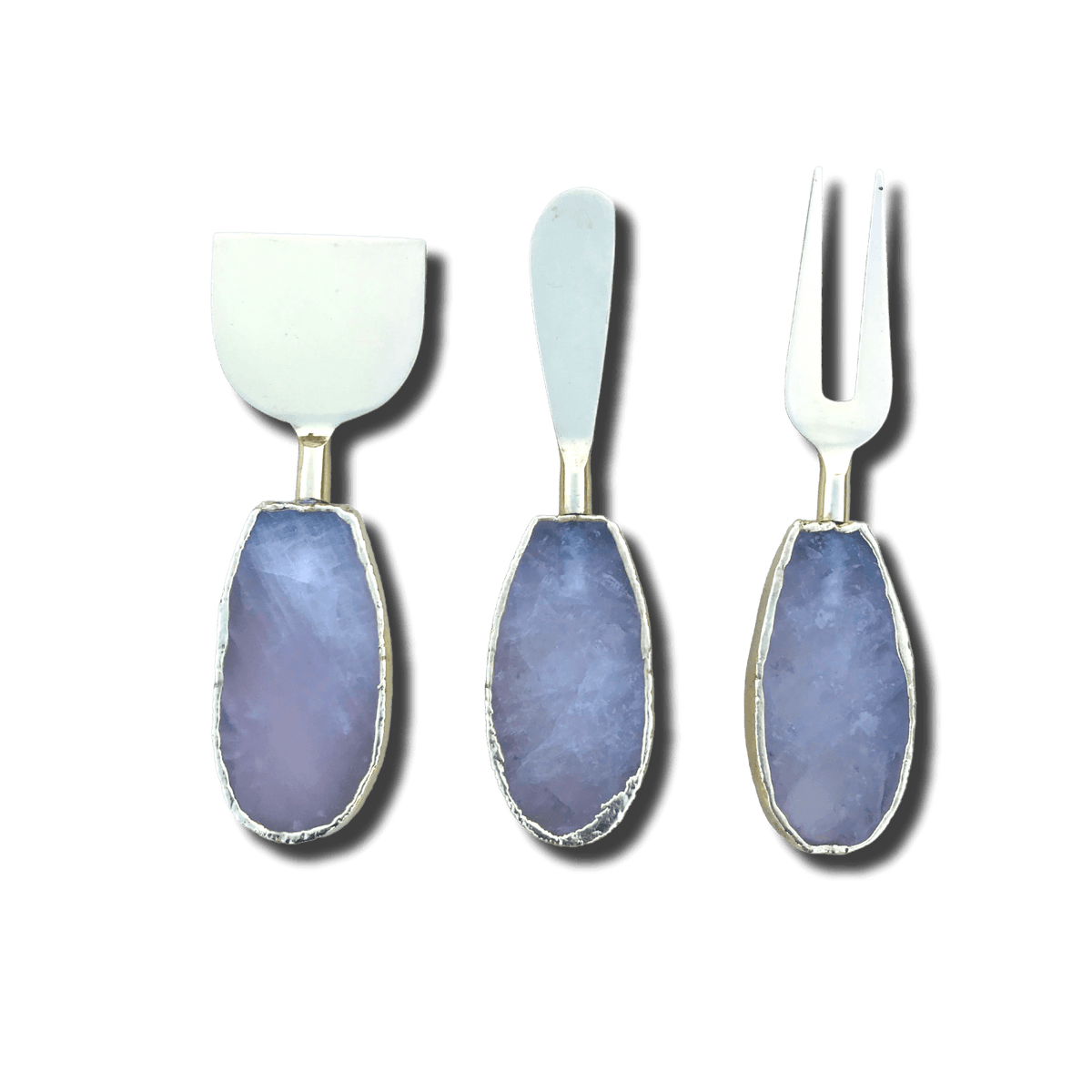 Set of 3 Rose Quartz Cheese Knives Spreaders