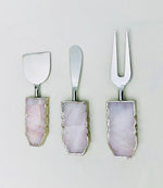 Set of 3 Rose Quartz Cheese Knives Spreaders