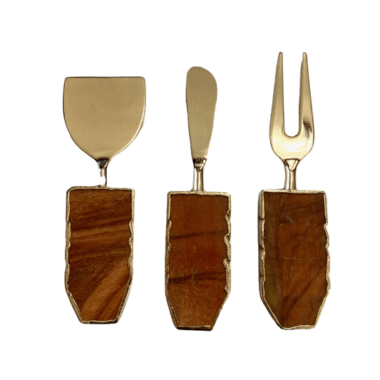 Set of 3 Rust Brown Cheese Knives Spreaders - MAIA HOMES