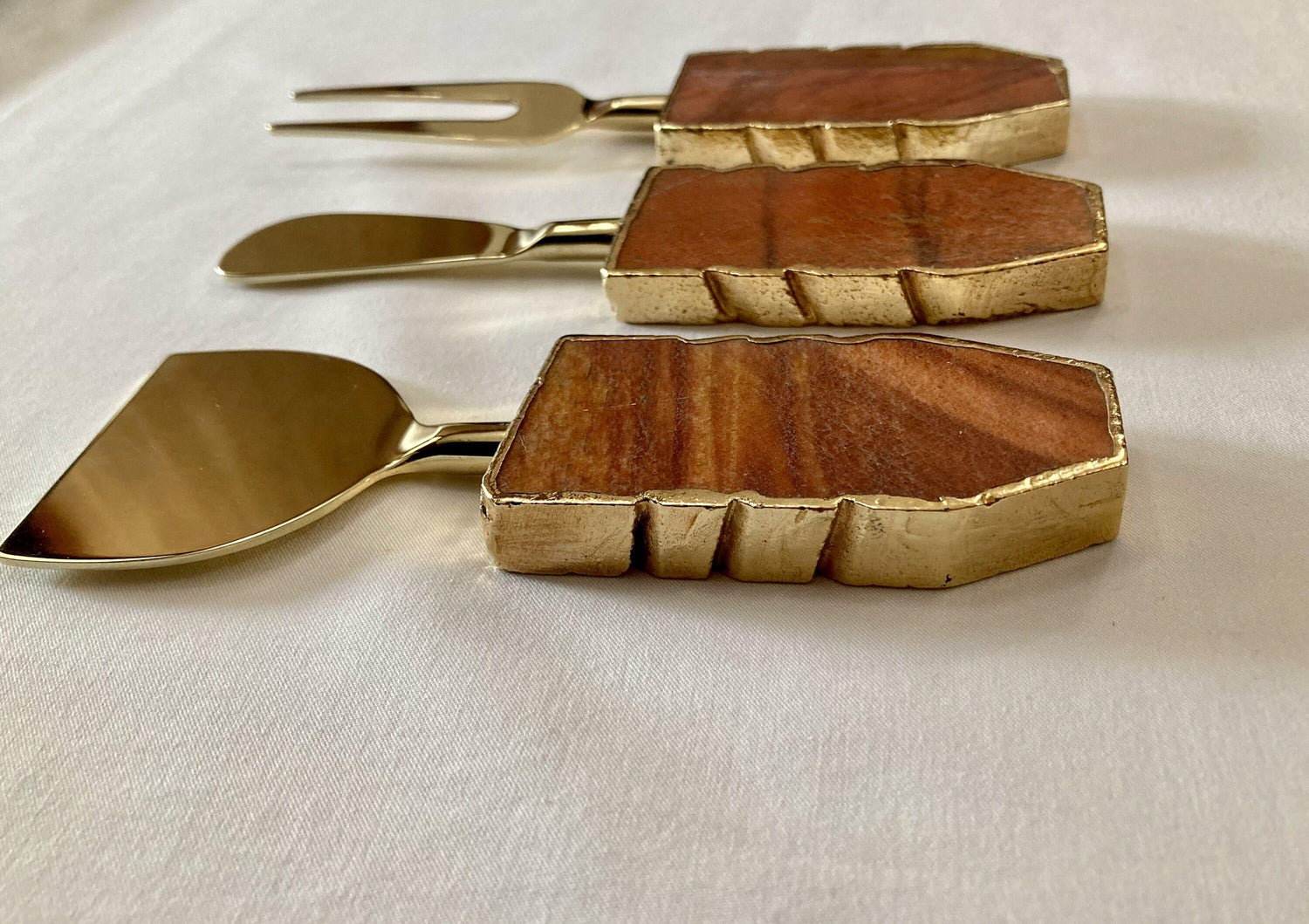 Set of 3 Rust Brown Cheese Knives Spreaders