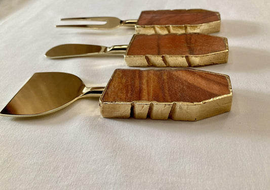 Set of 3 Rust Brown Cheese Knives Spreaders - MAIA HOMES
