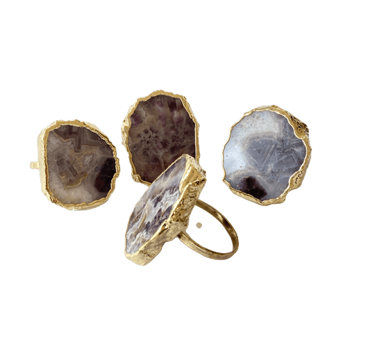 Set of 4 Hand Rounded Amethyst Agate Napkin Rings - MAIA HOMES