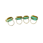 Set of 4 Hand Rounded Aqua Agate Napkin Rings