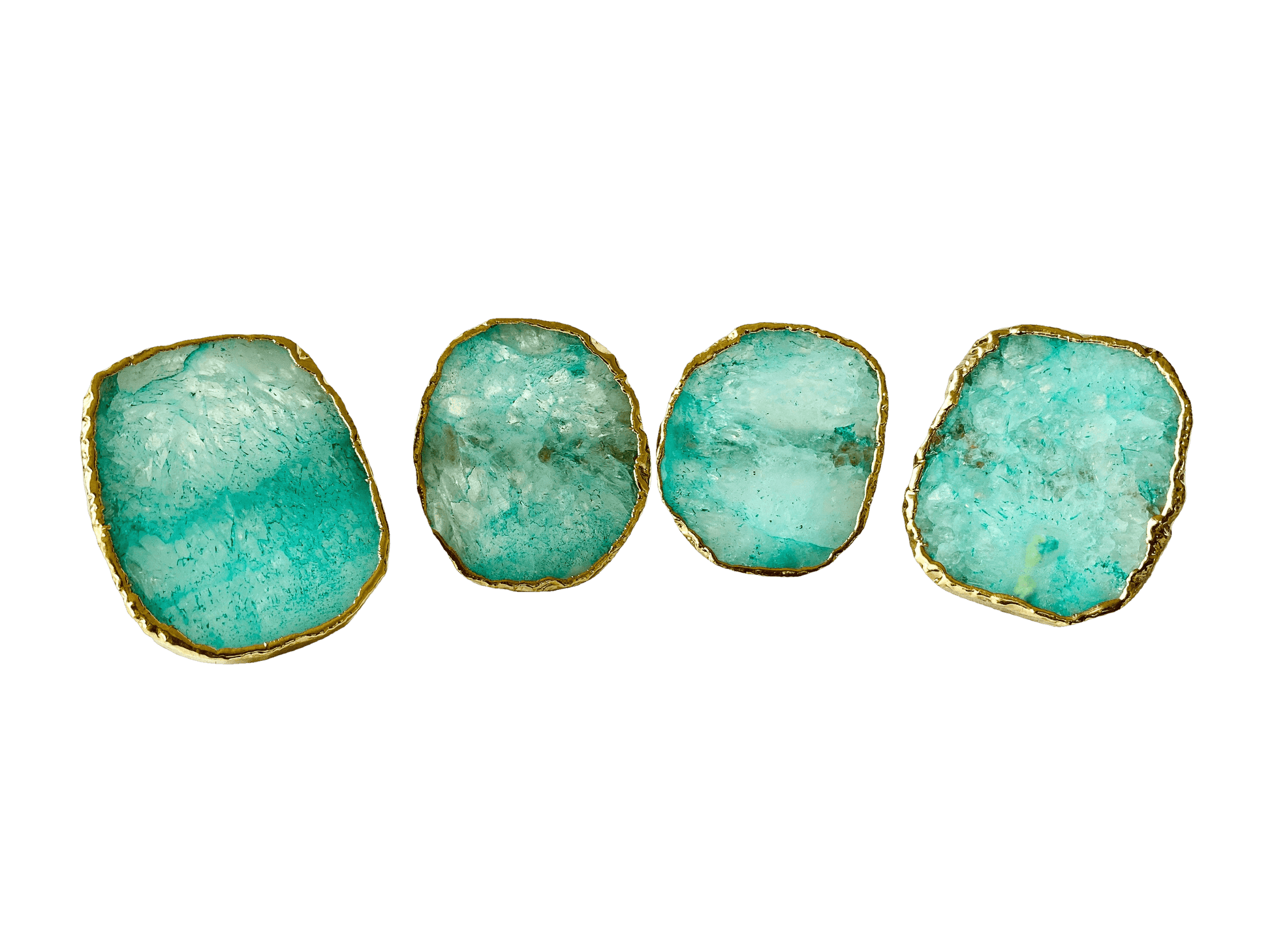 Set of 4 Hand Rounded Aqua Agate Napkin Rings - MAIA HOMES
