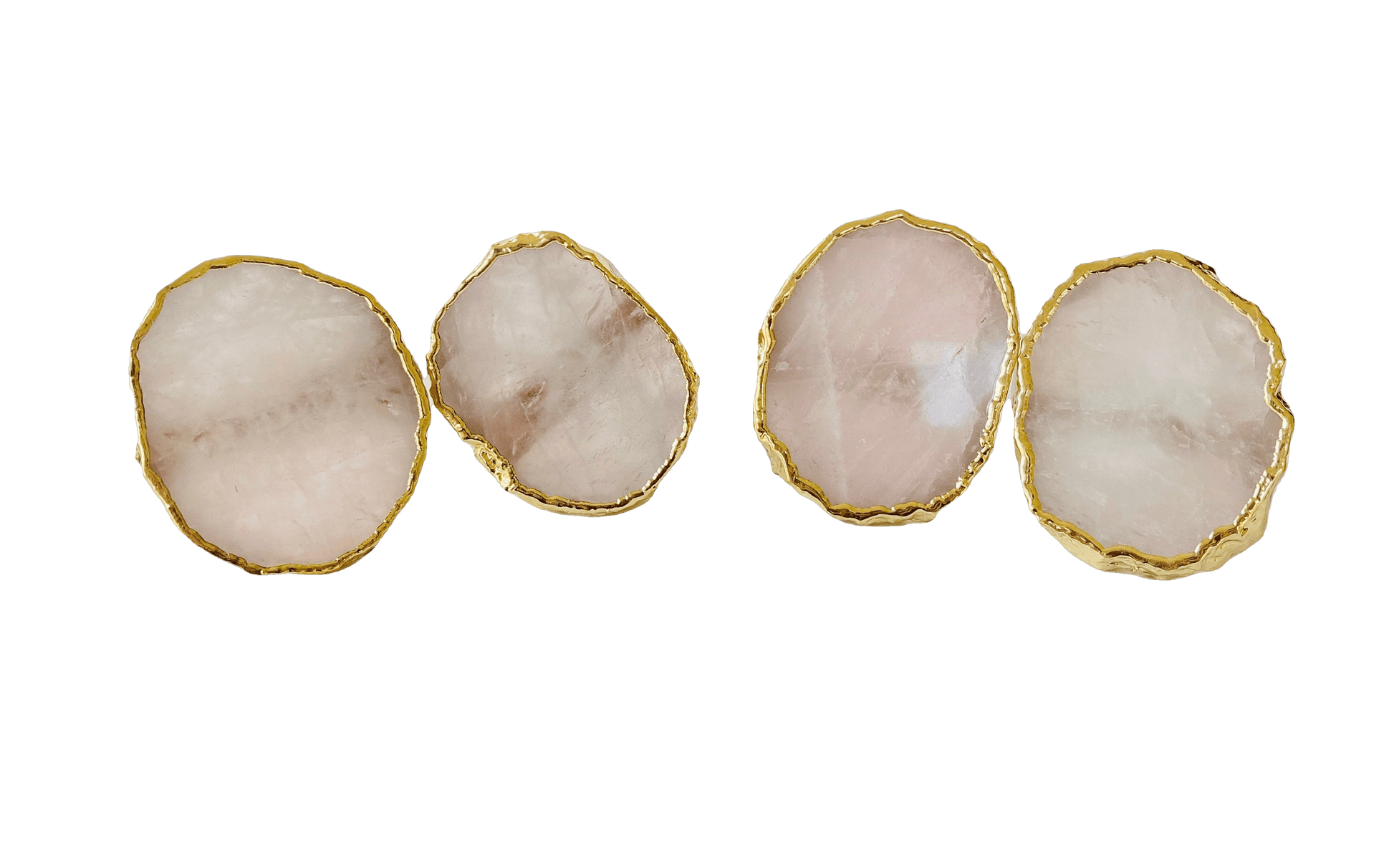 Set of 4 Hand Rounded Rose Quartz Agate Napkin Rings - MAIA HOMES