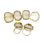 Set of 4 Hand Rounded White Agate Napkin Rings