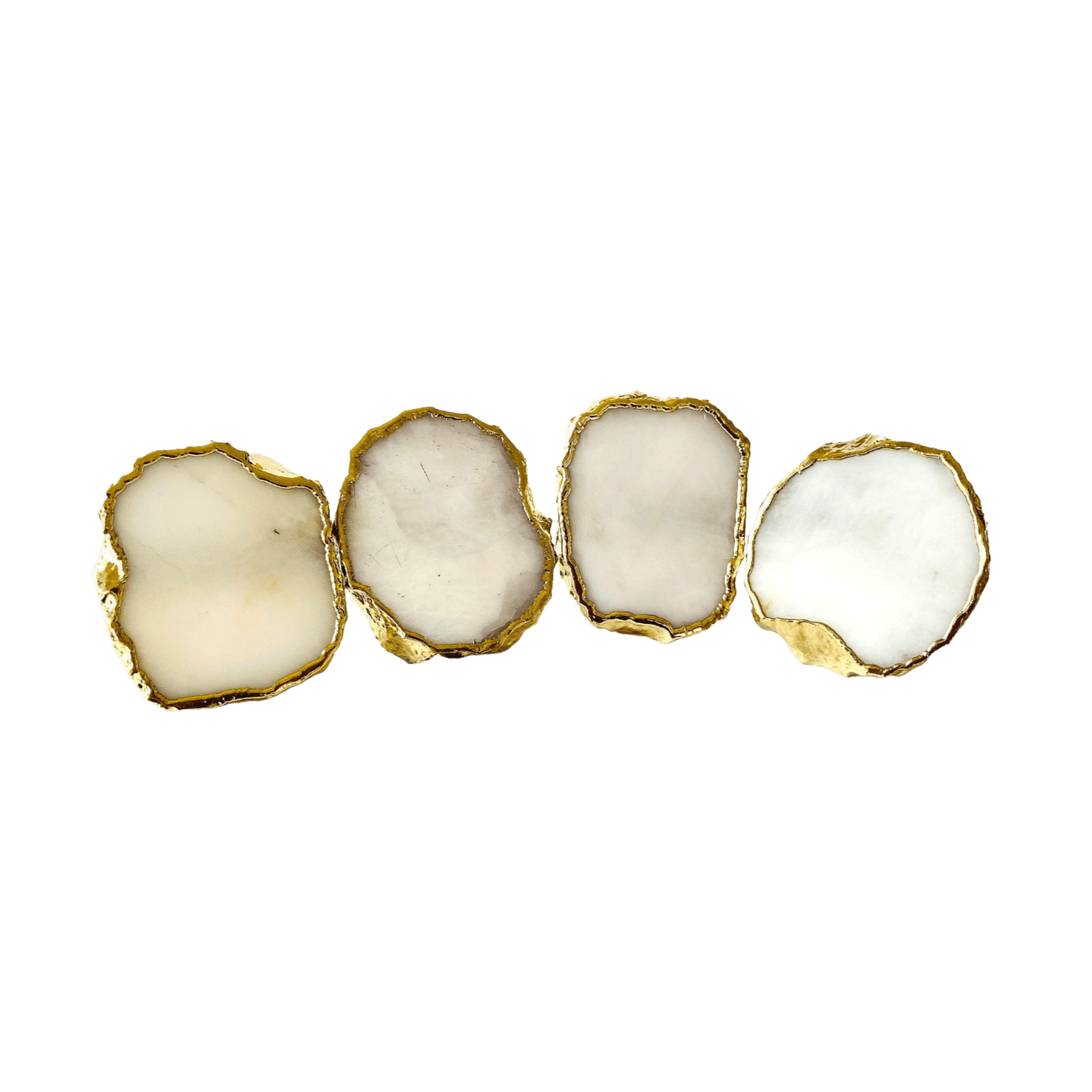 Set of 4 Hand Rounded White Agate Napkin Rings