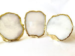 Set of 4 Hand Rounded White Agate Napkin Rings