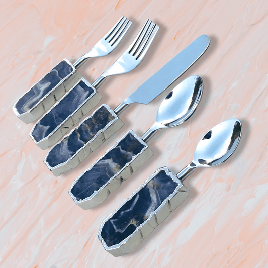 Set of 5 Pieces Amethyst Cutlery - MAIA HOMES