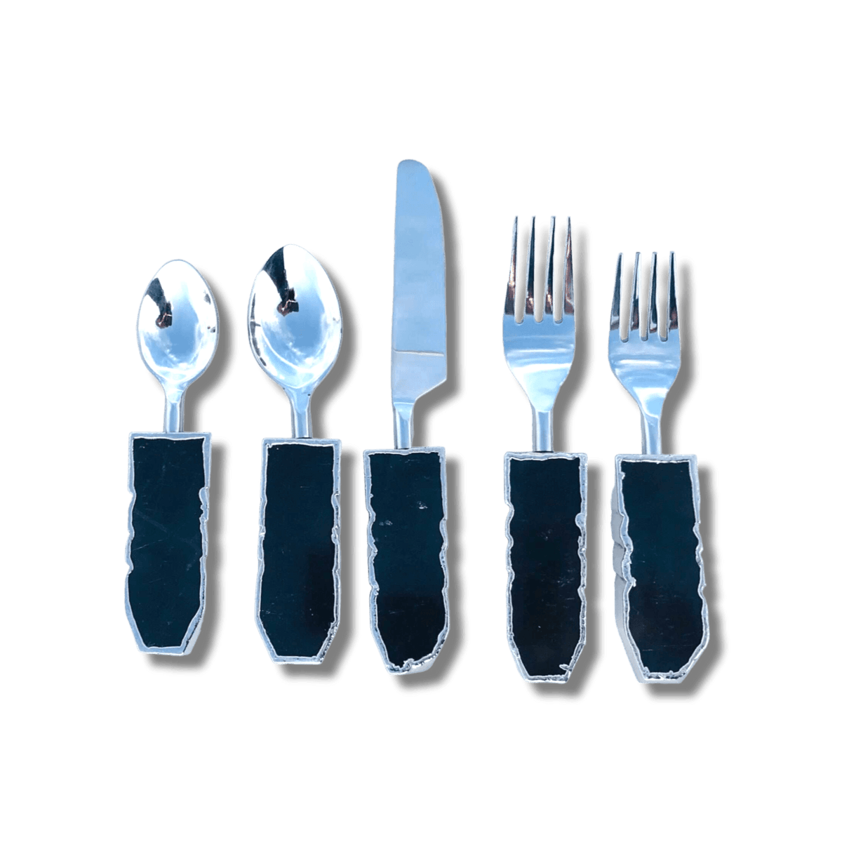 Set of 5 Pieces Black Agate Cutlery