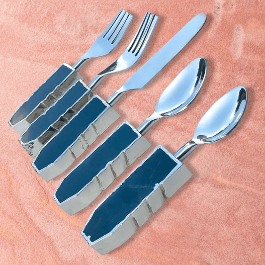 Set of 5 Pieces Black Agate Cutlery - MAIA HOMES