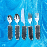 Set of 5 Pieces Labradorite Gemstone Agate Cutlery