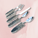 Set of 5 Pieces Labradorite Gemstone Agate Cutlery