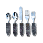 Set of 5 Pieces Lepidolite Gemstone Agate Cutlery