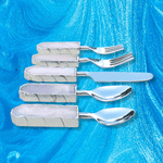 Set of 5 Pieces Rose Quartz Agate Cutlery