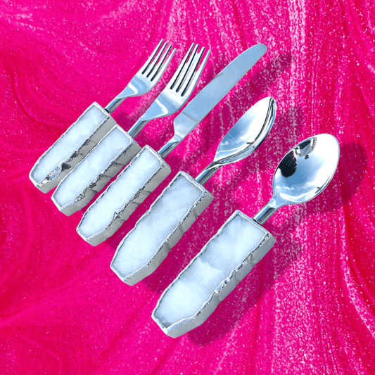 Set of 5 Pieces White Agate Cutlery - MAIA HOMES