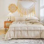 Shabby Chic Tassel Bedding Set - Beige