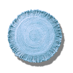 Shala Fringed Natural Round Jute Rug - Blue