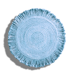 Shala Fringed Natural Round Jute Rug - Blue