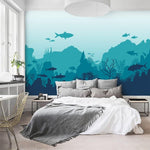 Sharks in the Blue Underwater Nursery Wall Mural