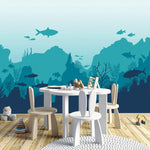 Sharks in the Blue Underwater Nursery Wall Mural