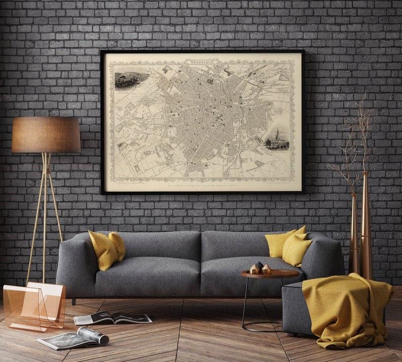 Sheffield Map Print| Fine Art Prints