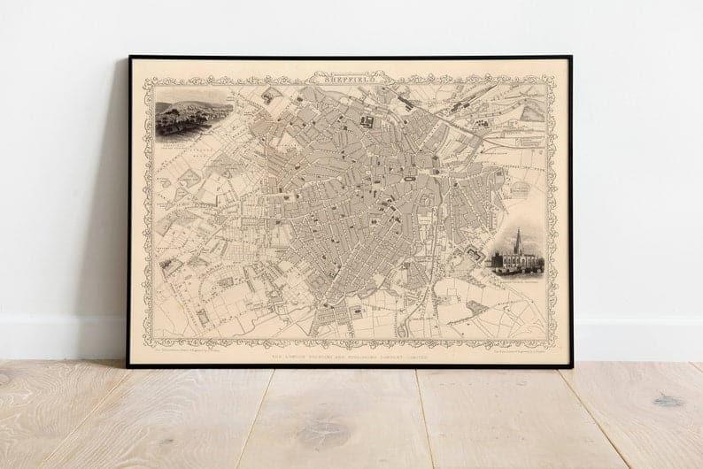 Sheffield Map Print| Fine Art Prints