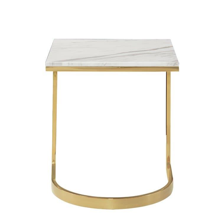 Shiny Brassed C Leg Marble End Table Default Title