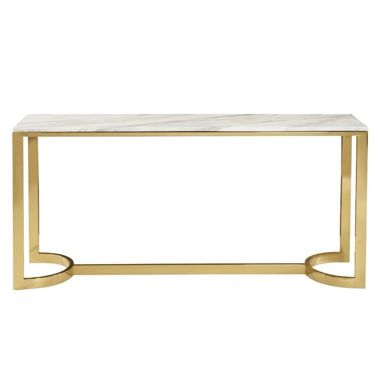 Shiny Stainless Steel Marble Console Table