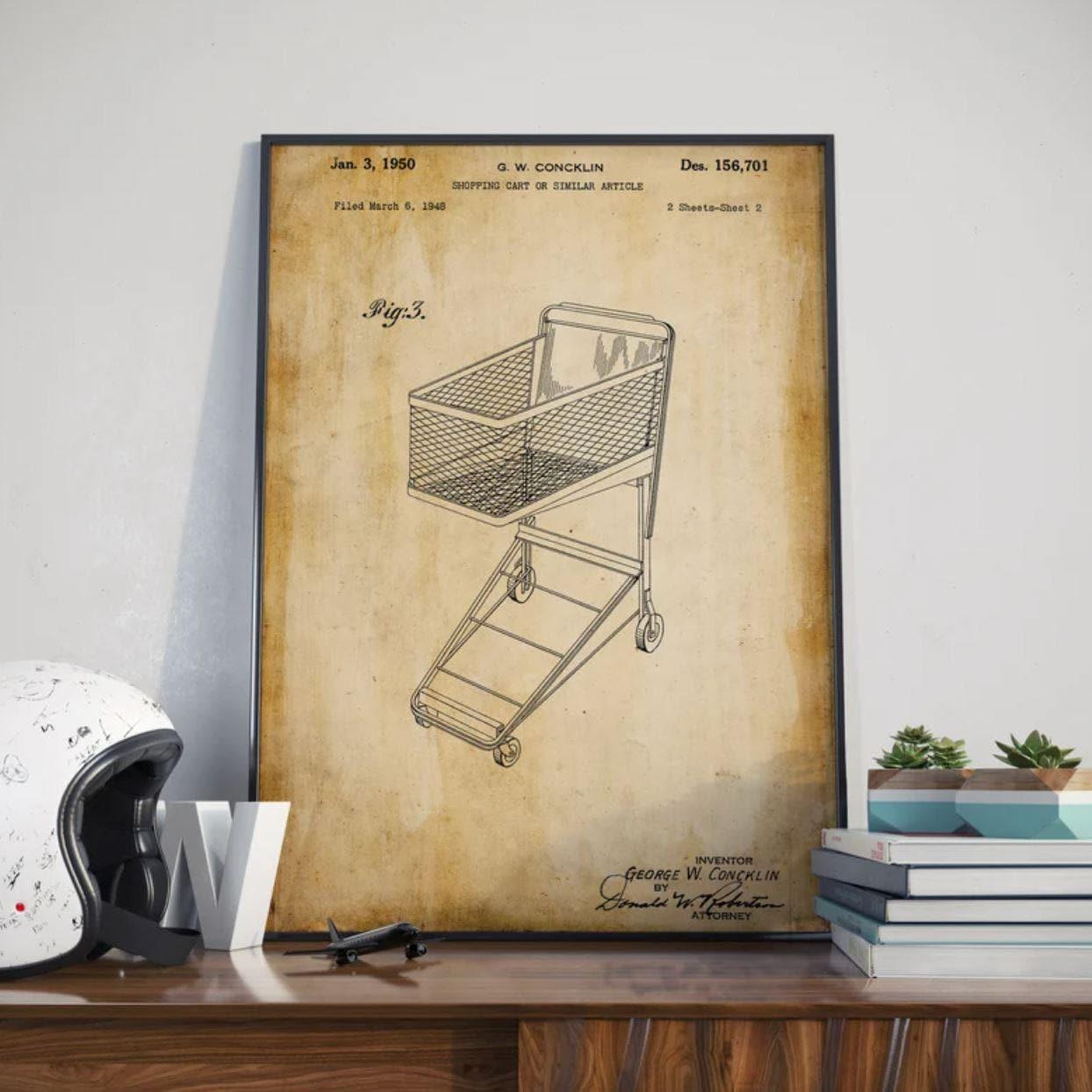 Shopping Cart Patent Poster Wall Print - MAIA HOMES
