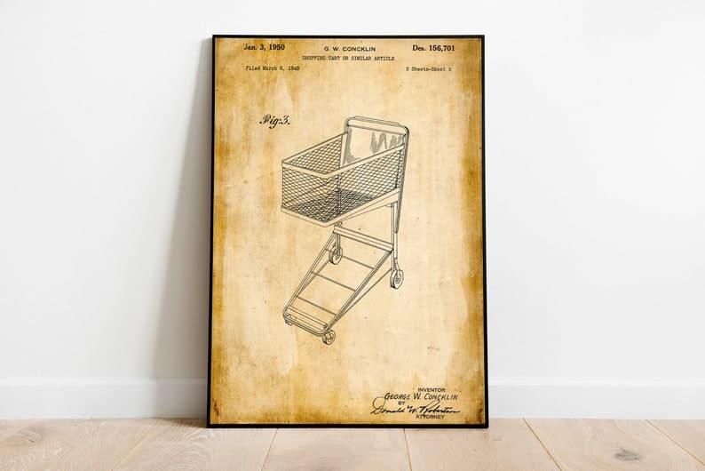 Shopping Cart Patent Print| Framed Art Print - MAIA HOMES