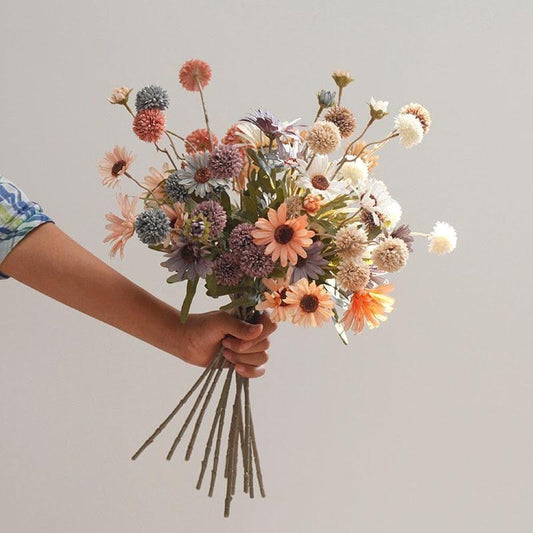Silk Daisy Dandelion Ball Artificial Flowers - MAIA HOMES
