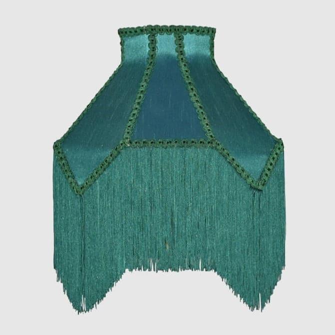 Silky Green Retro Lamp Shade With Long Tassels