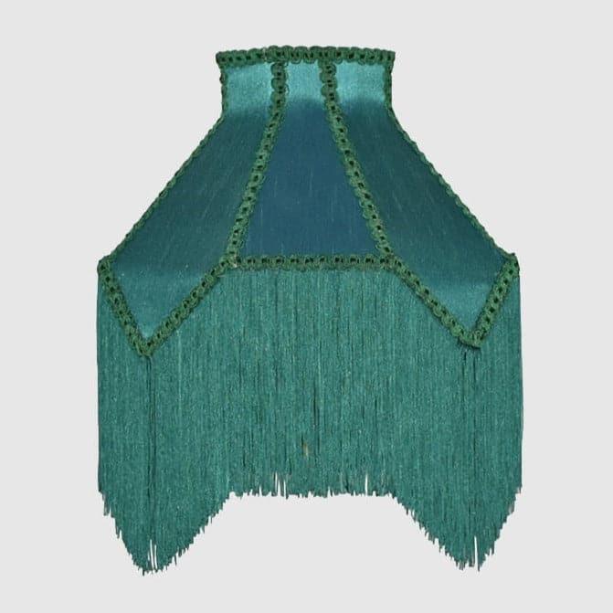 Silky Green Retro Lamp Shade With Long Tassels - MAIA HOMES