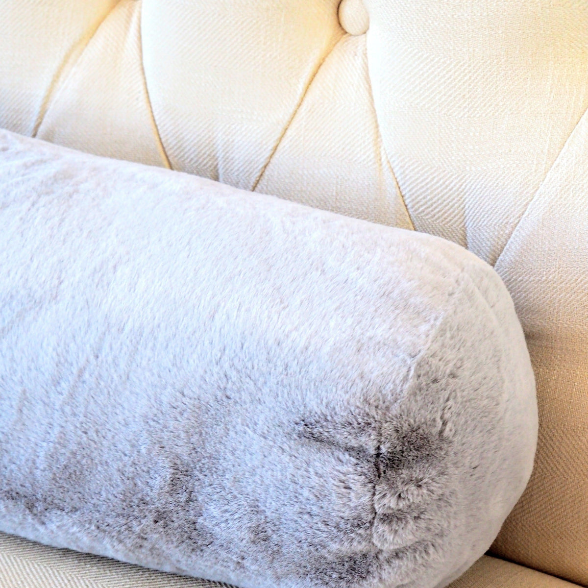 Silver Faux Rabbit Fur Bolster