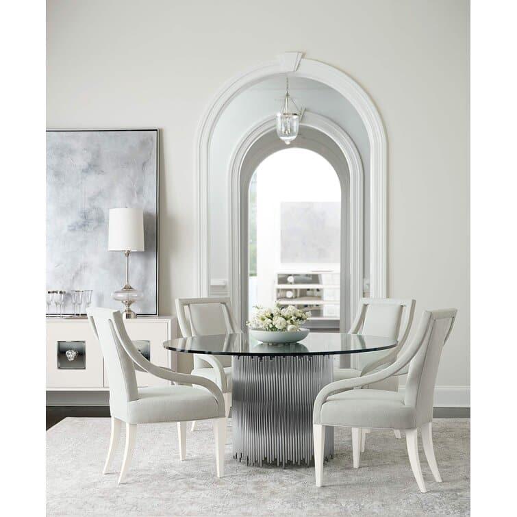 Silver Glam Glass Round Dining Table - MAIA HOMES