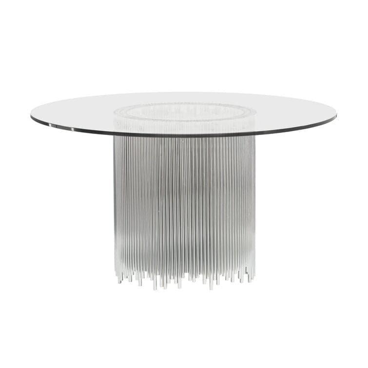 Silver Glam Glass Round Dining Table - MAIA HOMES