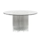 Silver Glam Glass Round Dining Table