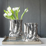 Silver Shopping Bag Shaped Flower Vase