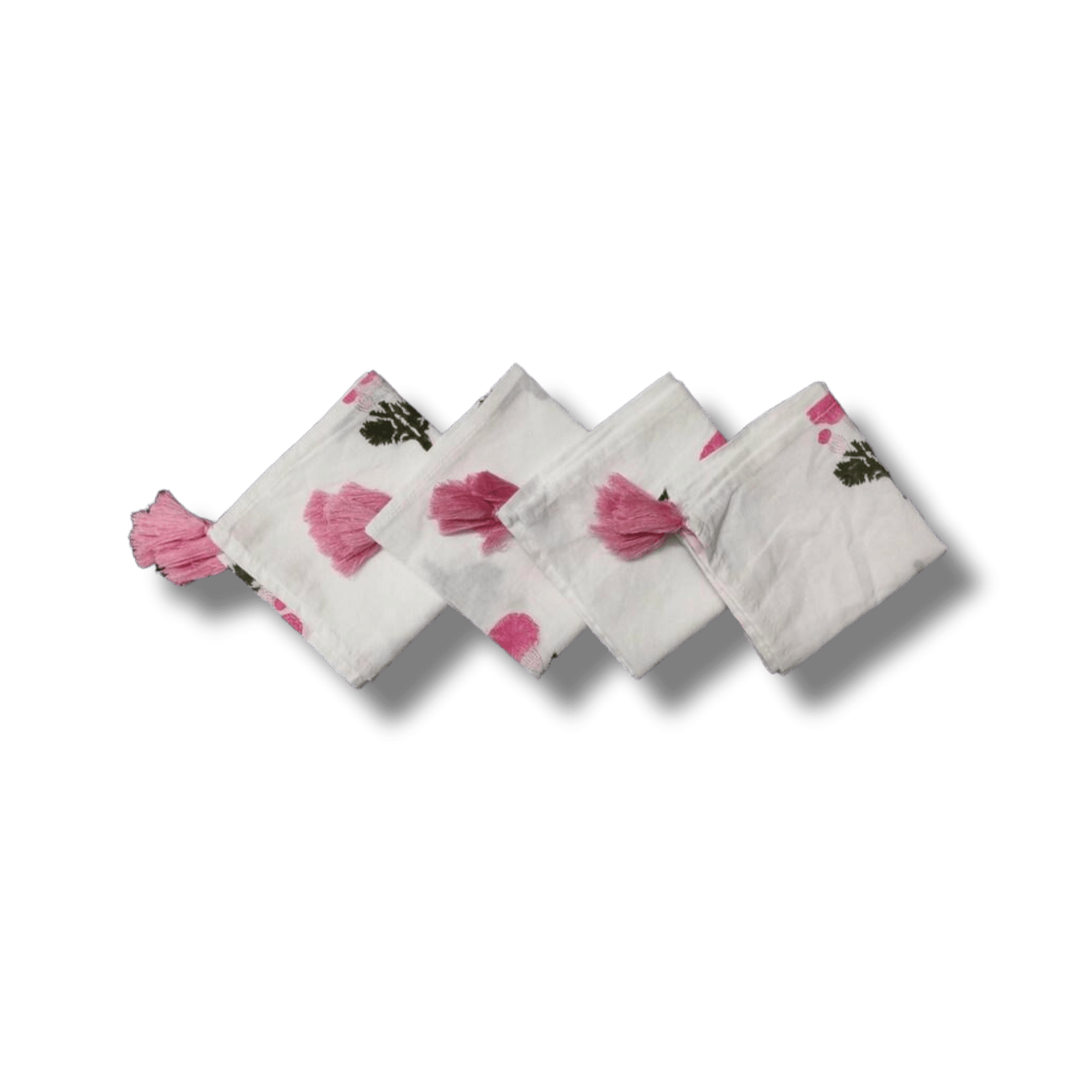 Simplistic Flower Block Print White Cotton Napkins - MAIA HOMES