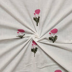 Simplistic Flower Block Print White Cotton Napkins