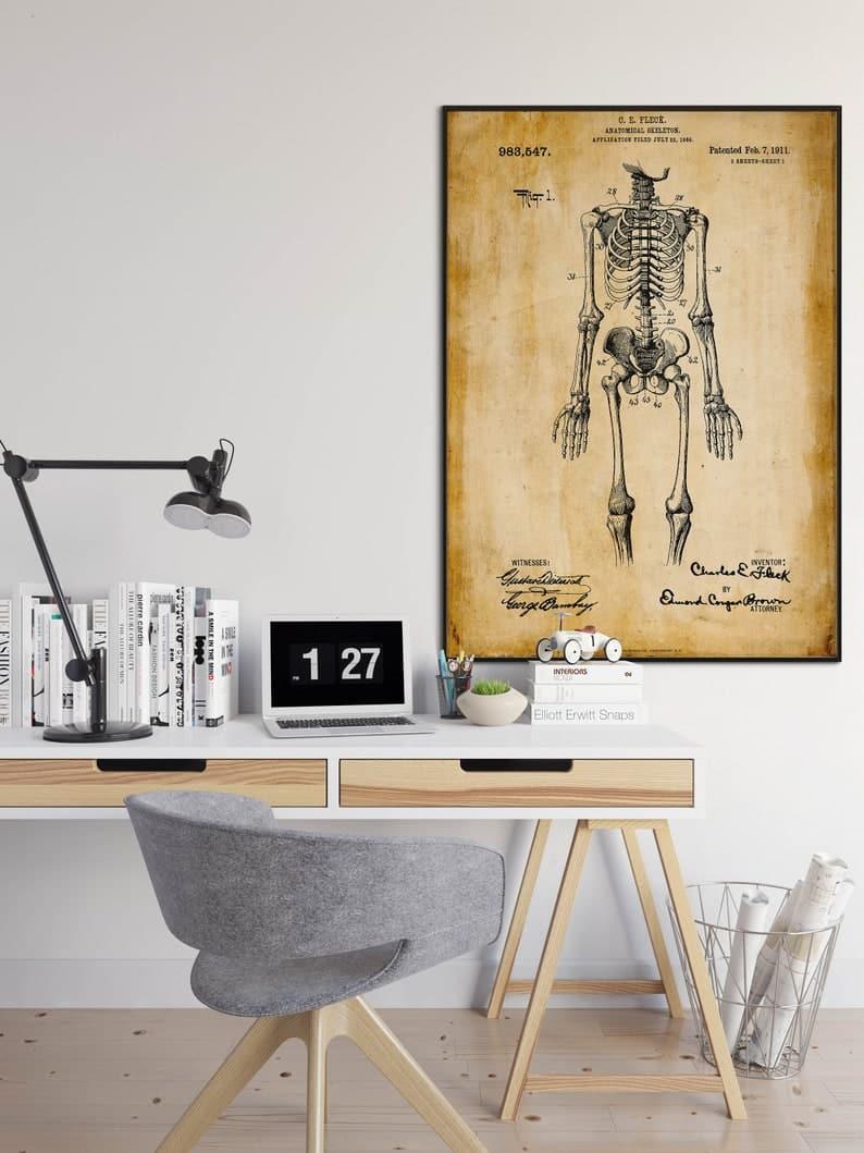 Skeleton Patent Print| Framed Art Print