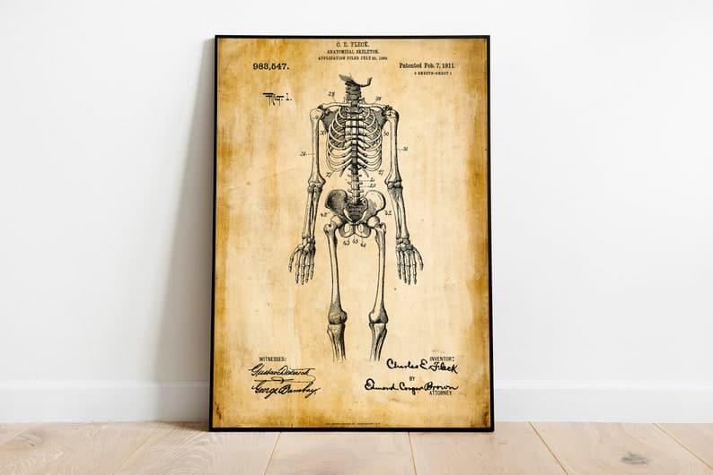 Skeleton Patent Print| Framed Art Print