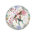 Sky Blue Chinoiserie Floral and Bird Tufted Round Floor Pillow